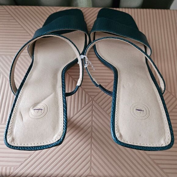Urban Outfitters Heels Teal Textured Open Toe Strappy Cocktail Casual Wedding - Picture 9 of 12